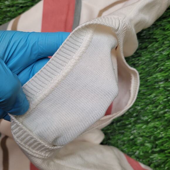 VTG 70s Striped Knit Sweater Tee Womens L Retro Preppy USA - Picture 5 of 6